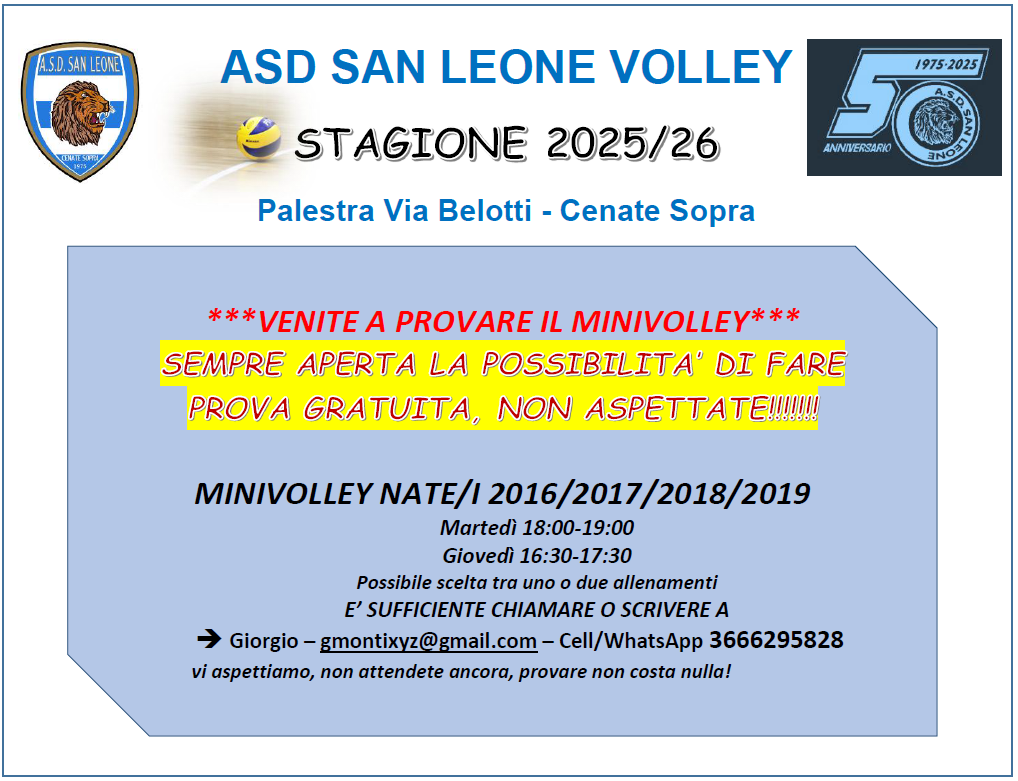 Minivolley Volantino sempre aperta 2025-26